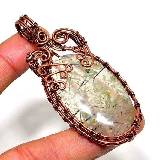 Aurora’s Clarity – Clear Quartz Copper Pendant