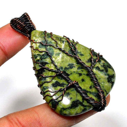 Gaia’s Embrace – Serpentine Copper Pendant