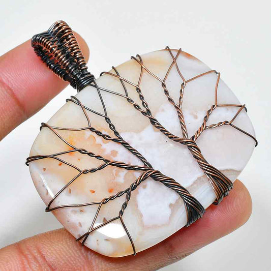 Gaia’s Embrace – Tree of Life Agate & Copper Pendant