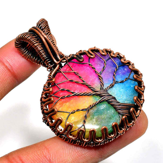 Gaia’s Spectrum – Rainbow Quartz Tree of Life Pendant