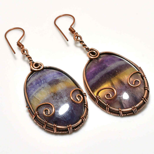 Aria’s Prism – Fluorite & Oxidized Copper Earrings