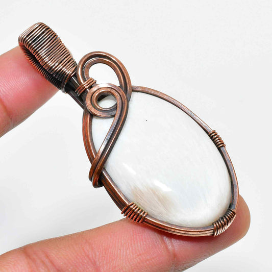 Serenity’s Embrace – White Stone Copper Pendant