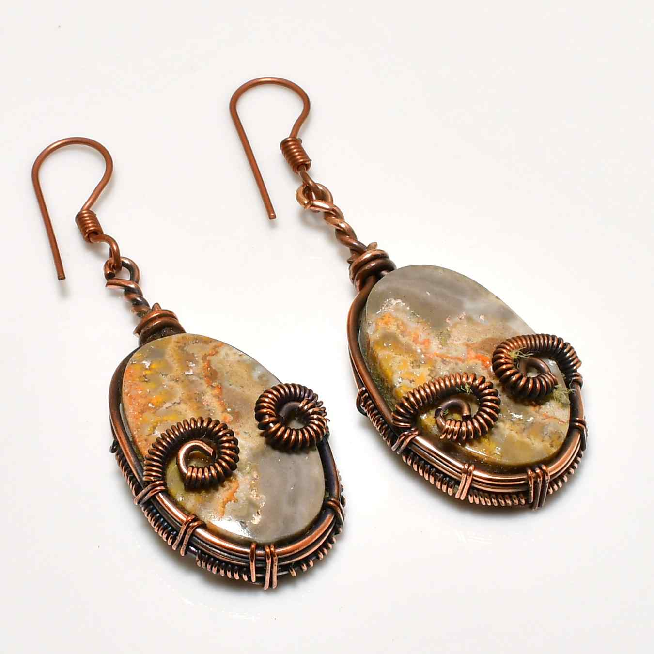Grounded Grace – Agate Copper Earrings