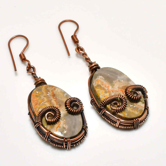 Grounded Grace – Agate Copper Earrings