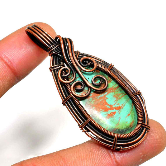 Turquoise Tranquility – Copper-Wrapped Pendant