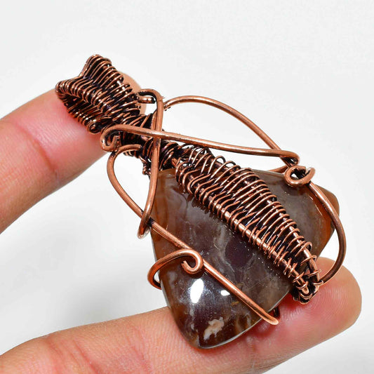 Gaia’s Embrace – Oxidized Copper Agate Pendant