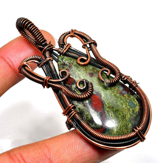Gaia’s Anchor – Bloodstone & Copper Pendant