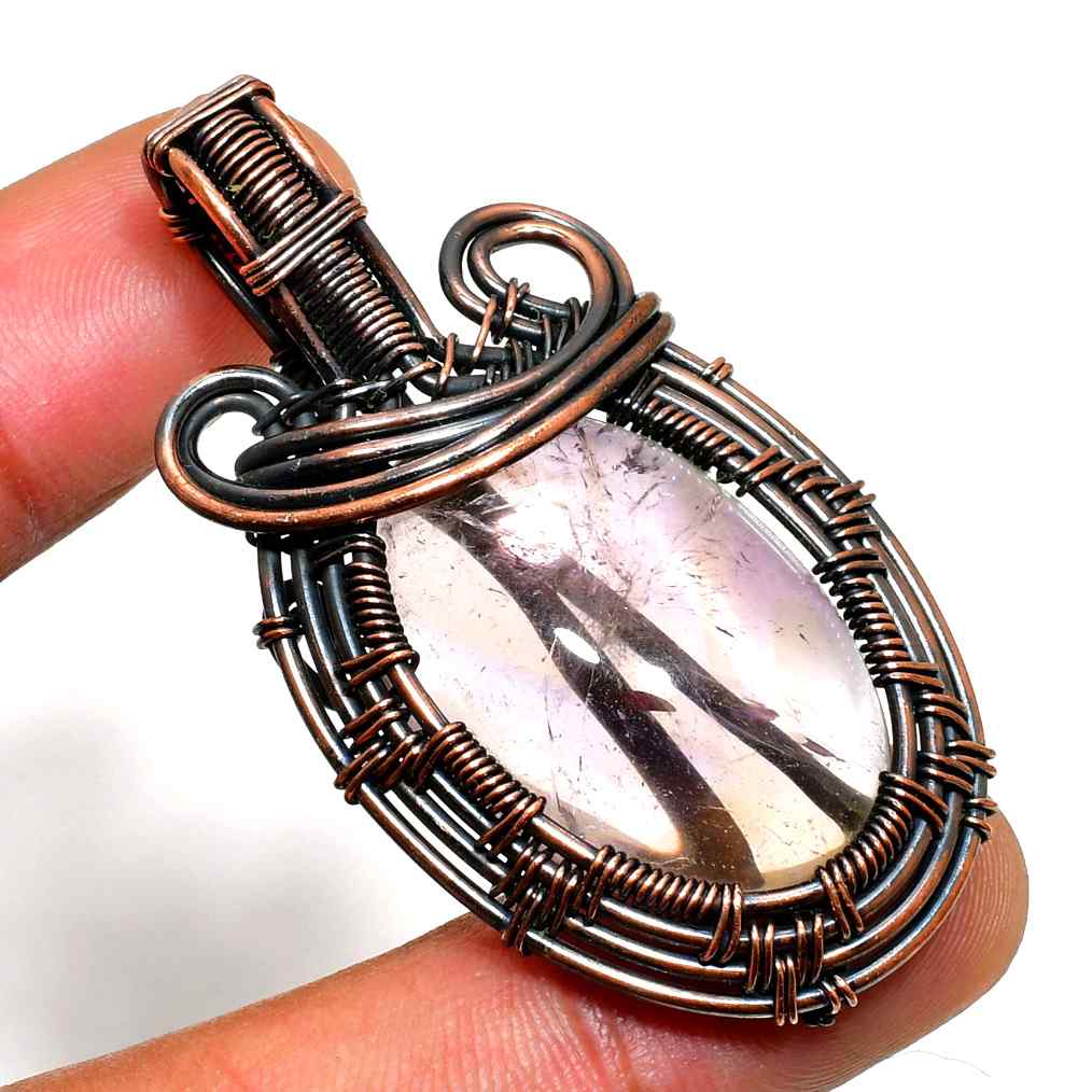 Ezra’s Veil – Mystic Amethyst & Oxidized Copper Pendant