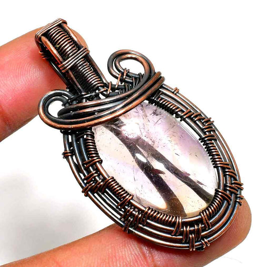 Ezra’s Veil – Mystic Amethyst & Oxidized Copper Pendant