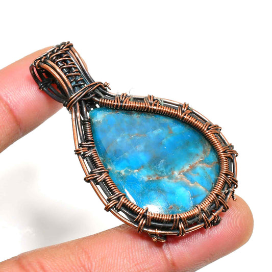 Ocean’s Whisper – Turquoise Copper Pendant