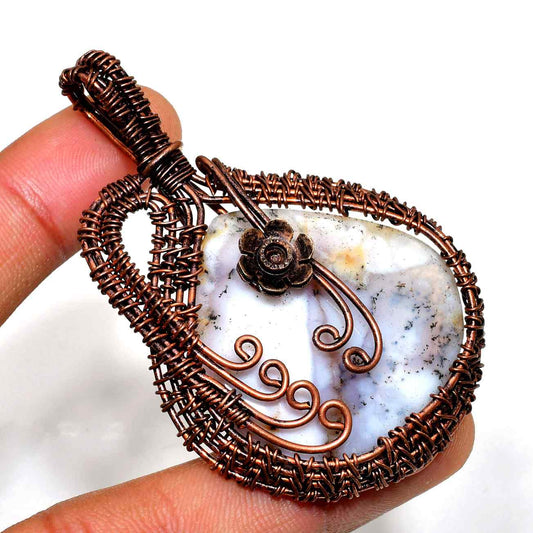Serenity Bloom – Oxidized Copper & Agate Pendant