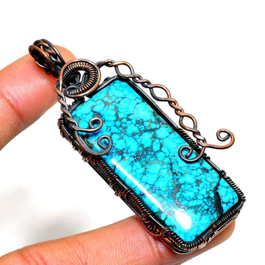Ember’s Embrace – Turquoise & Oxidized Copper Pendant