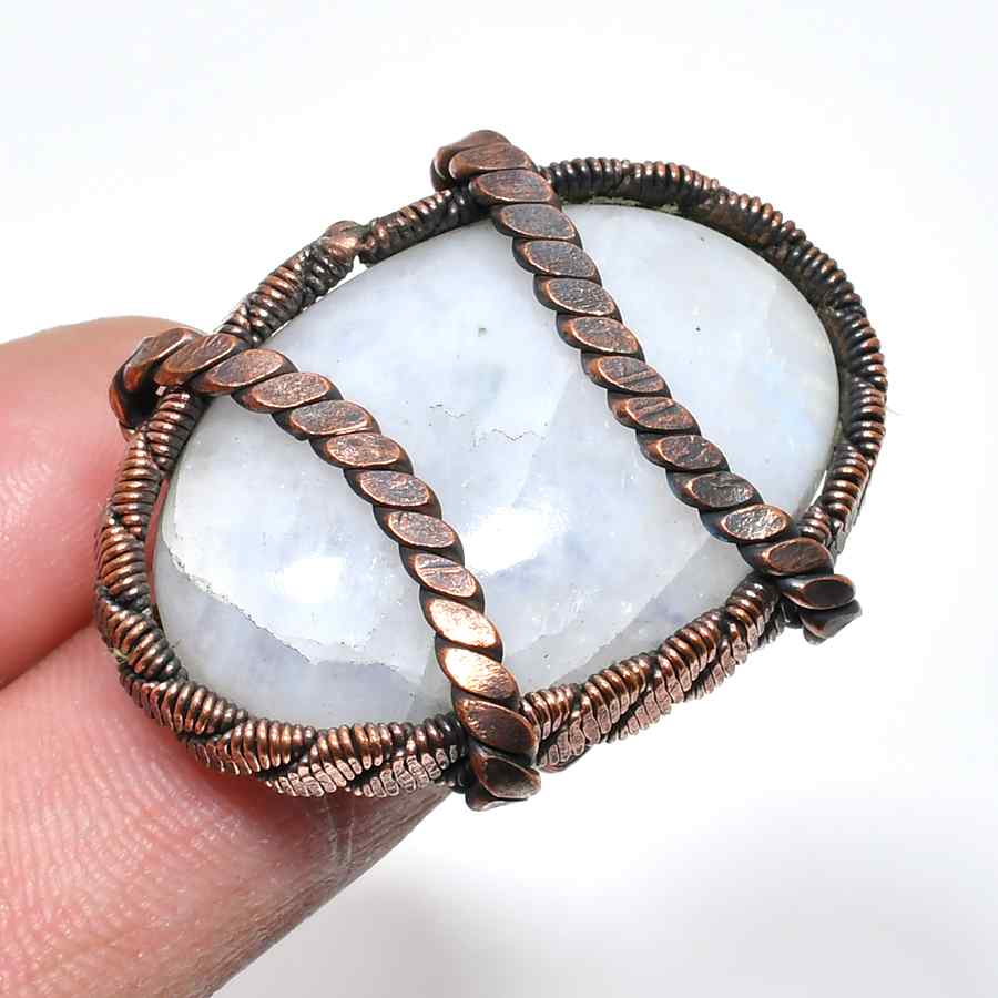 Luna’s Embrace – Oxidized Copper Moonstone Ring