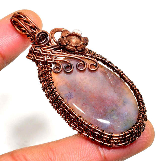Aurora’s Embrace – Copper-Wrapped Gem Pendant