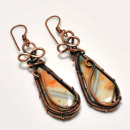 Gaia’s Harmony – Oxidized Copper Agate Earrings