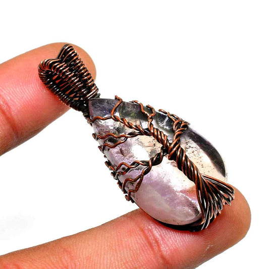 Ezra’s Veil – Amethyst & Oxidized Copper Pendant