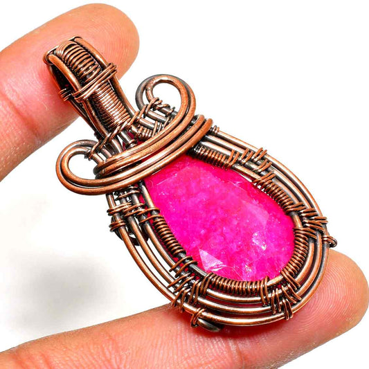Ember’s Embrace – Pink Quartz Copper Pendant