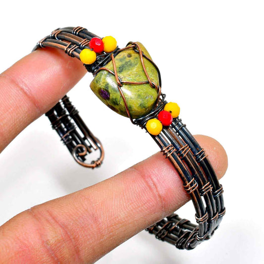 Gaia’s Embrace – Green Stone & Copper Bracelet