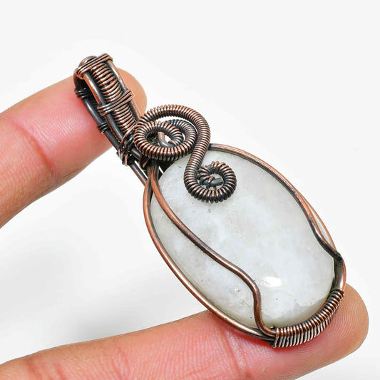 Selene’s Veil – Silver Quartz Copper Pendant