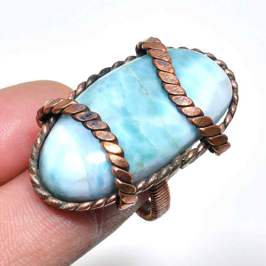 Ocean’s Whisper – Larimar & Copper Ring