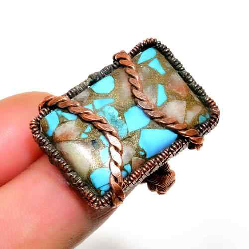 Serenity Spiral – Turquoise Copper Ring