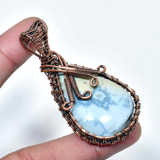 Serene Cascade – Blue Lace Agate & Copper Pendant