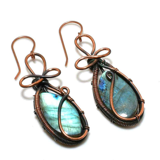 Celestial Voyage – Labradorite Copper Earrings