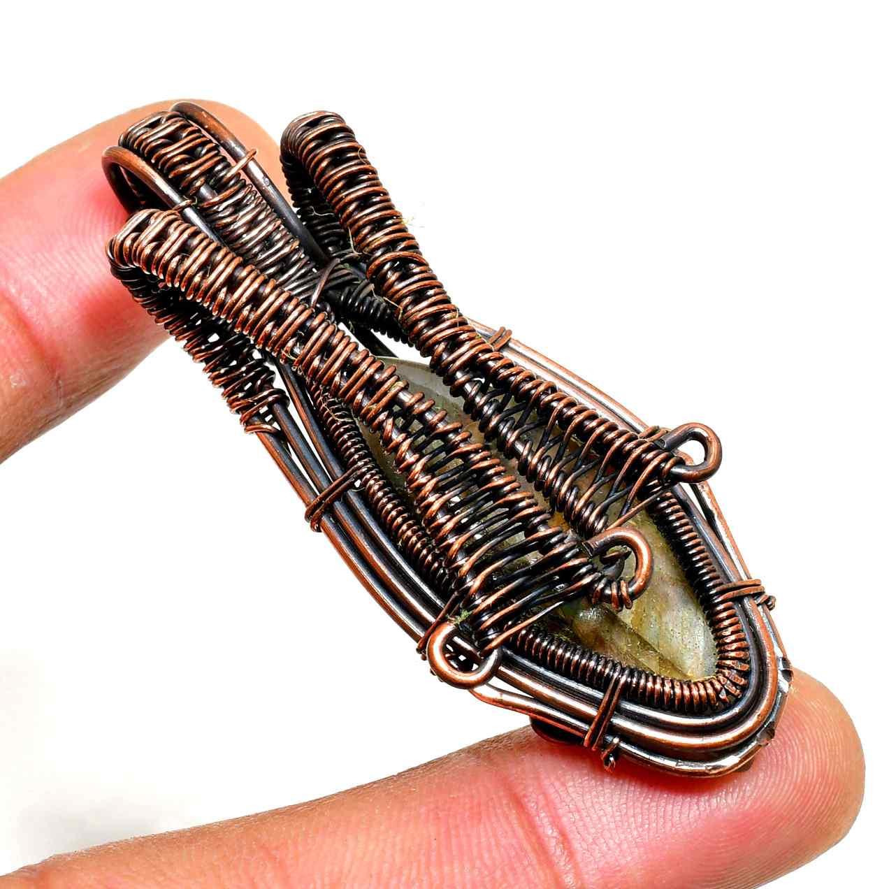 Nature’s Embrace – Oxidized Copper & Grounding Stone Pendant