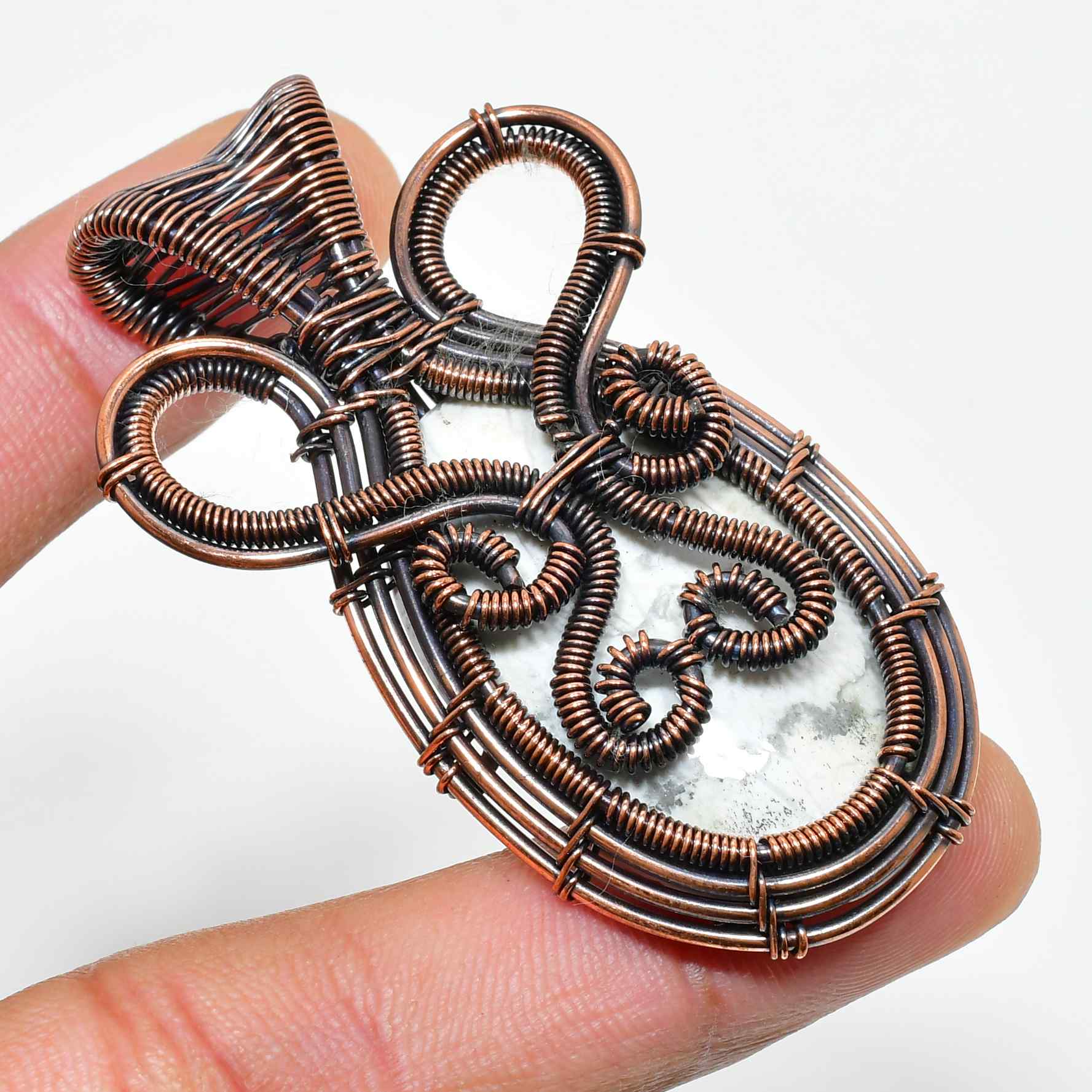 Ezra’s Veil – Amethyst & Oxidized Copper Pendant