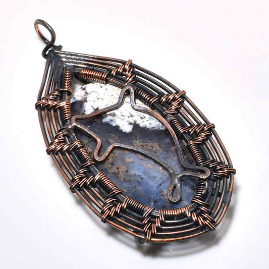 Dolphin Dreams – Agate & Oxidized Copper Pendant