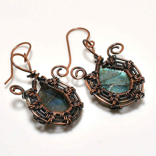 Mystic Aurora – Labradorite Copper Earrings