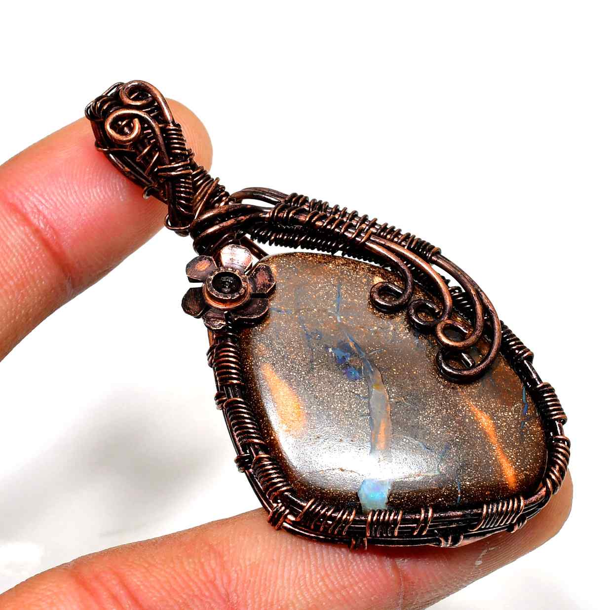 Gaia’s Embrace – Copper-Wrapped Stone Pendant