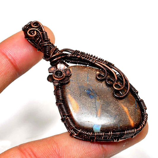 Gaia’s Embrace – Copper-Wrapped Stone Pendant