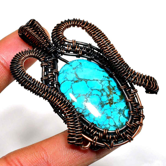 Turquoise Tranquility – Copper Wire Pendant