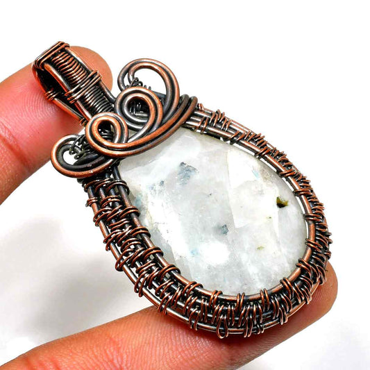 Moonlit Mirage – Antique Silver Raw Moonstone Pendant