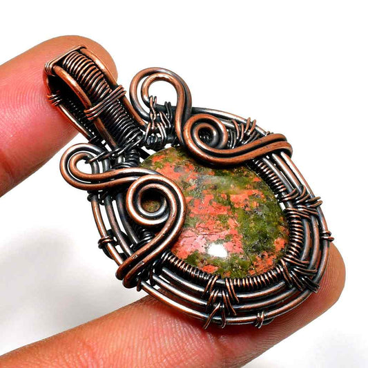 Gaia’s Embrace – Unakite Copper Pendant