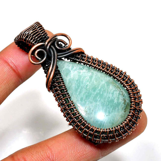 Tranquil Echo – Amazonite Copper Pendant