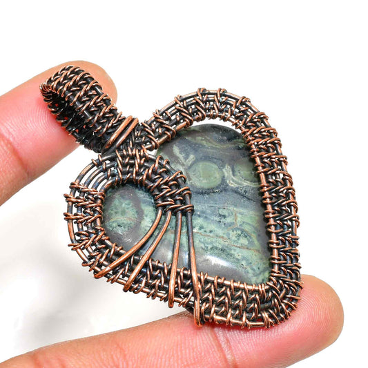 Amara’s Heart – Oxidized Copper & Gemstone Pendant