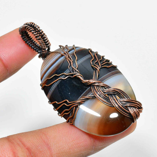 Gaia’s Embrace – Agate & Copper Pendant