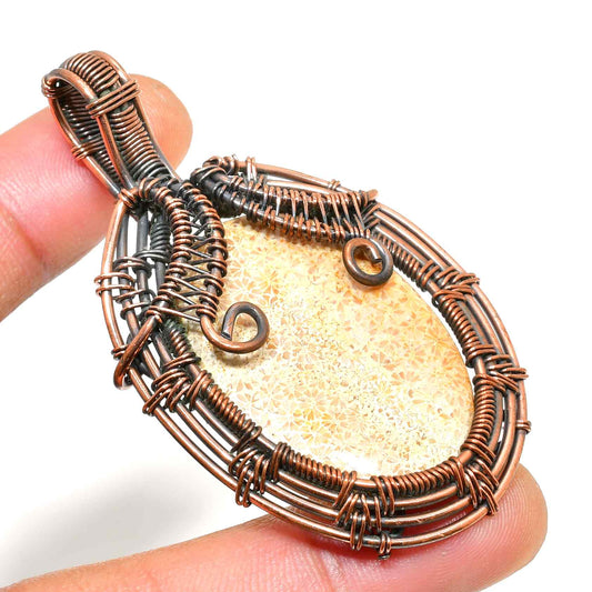 Ember’s Glow – Golden Quartz Copper Pendant
