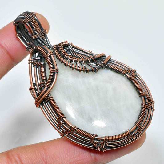 Ezra’s Veil – Moonstone Copper Pendant