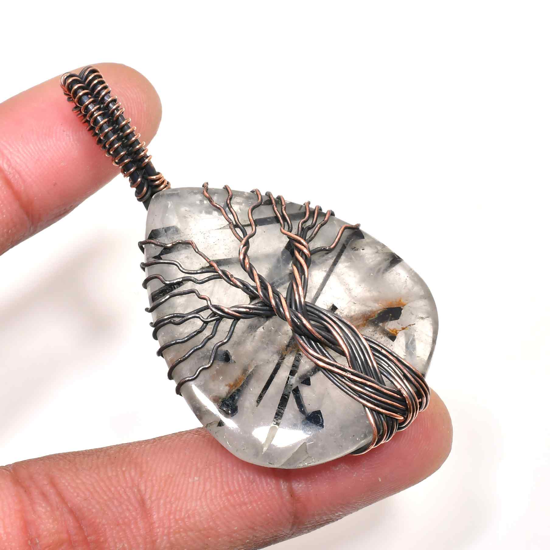 Gaia’s Embrace – Quartz Copper Tree Pendant