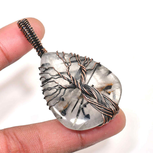 Gaia’s Embrace – Quartz Copper Tree Pendant