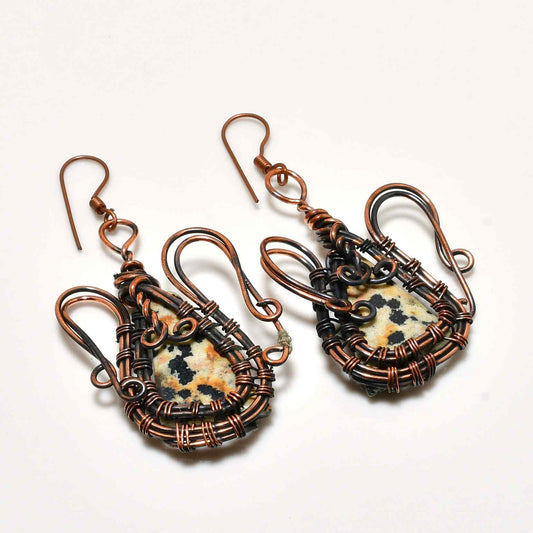 Spotted Serenity – Dalmatian Jasper & Copper Earrings
