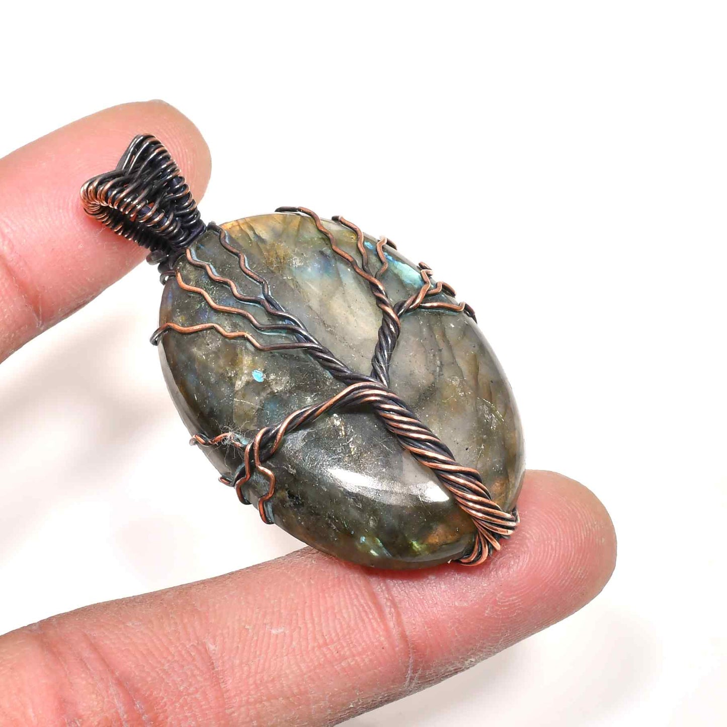 Gaia’s Arbor – Labradorite & Copper Pendant