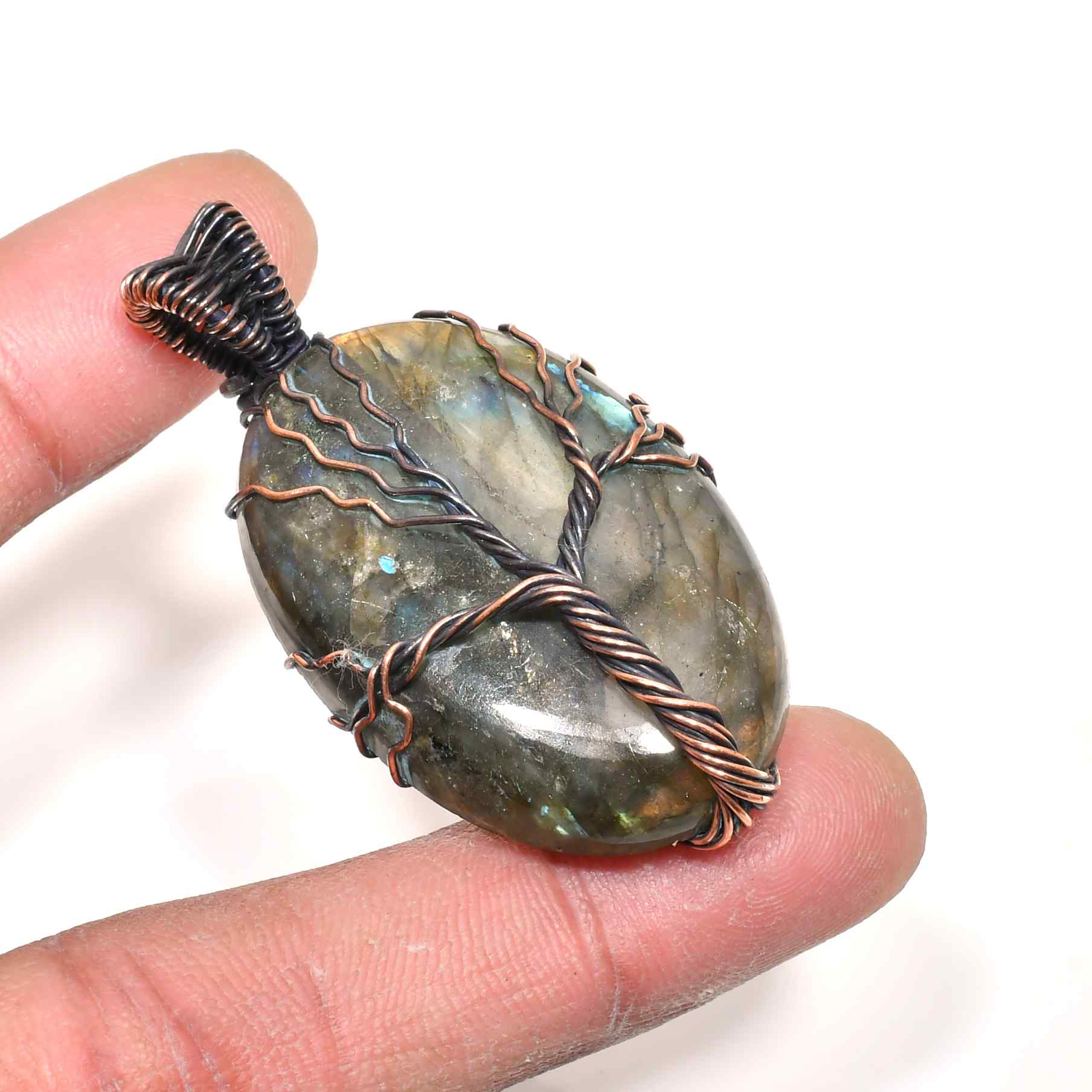Gaia’s Arbor – Labradorite & Copper Pendant