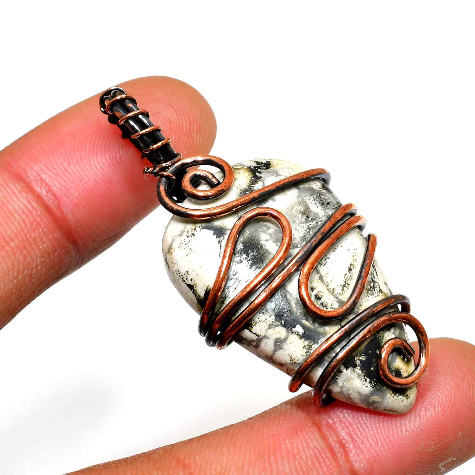 Nature’s Embrace – Jasper & Copper Wire Pendant