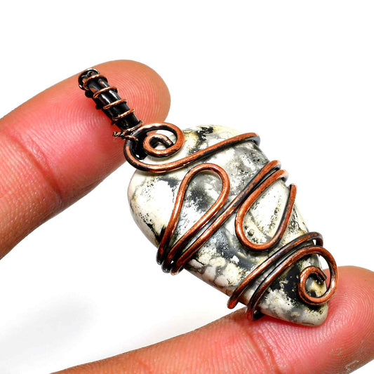 Nature’s Embrace – Jasper & Copper Wire Pendant