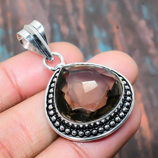 Ember’s Touch – Smoky Quartz Silver Pendant