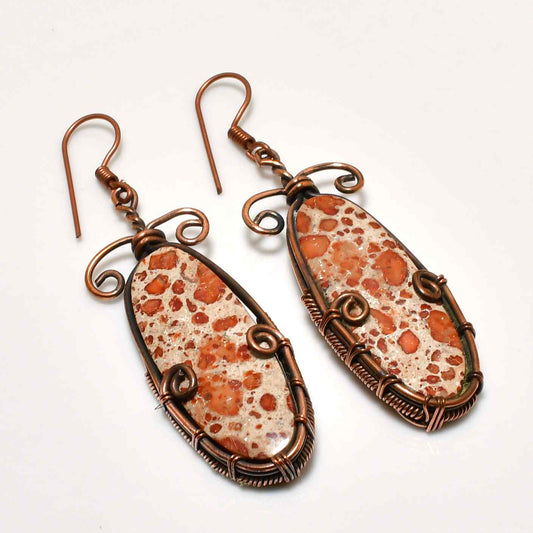 Gaia’s Embrace – Orbicular Jasper Copper Earrings